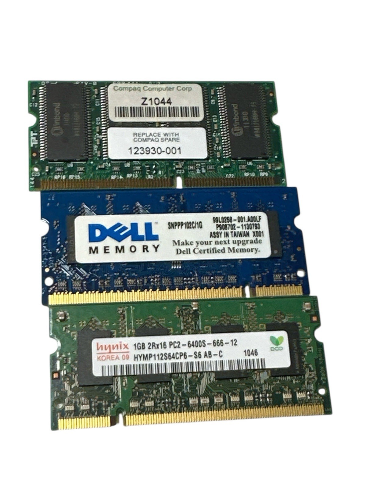 Laptop RAM Lot 3 DDR2 & SDR SODIMM Dell Hynix Compaq PC2-6400 Memory Modules
