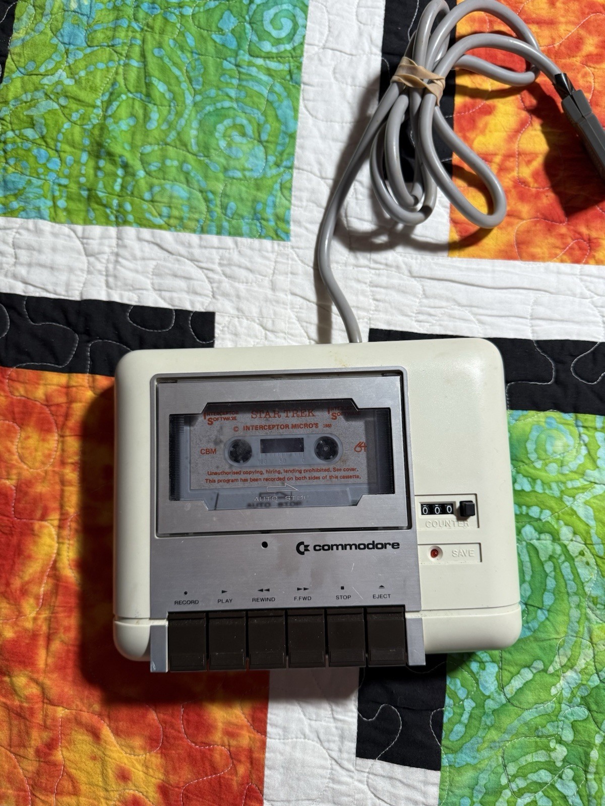 Vintage Commodore C2N Cassette Tape Drive W/ Star Trek Micro Interceptor