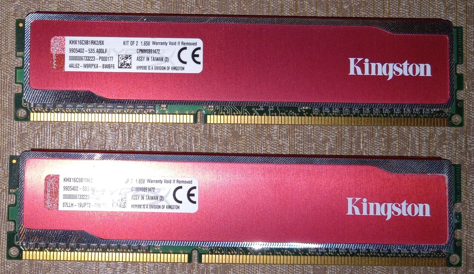 Kingston HyperX Red 8GB (2x4GB) RAM PC3-12800 DDR3-1600 SDRAM KHX16C9B1RK2/8X