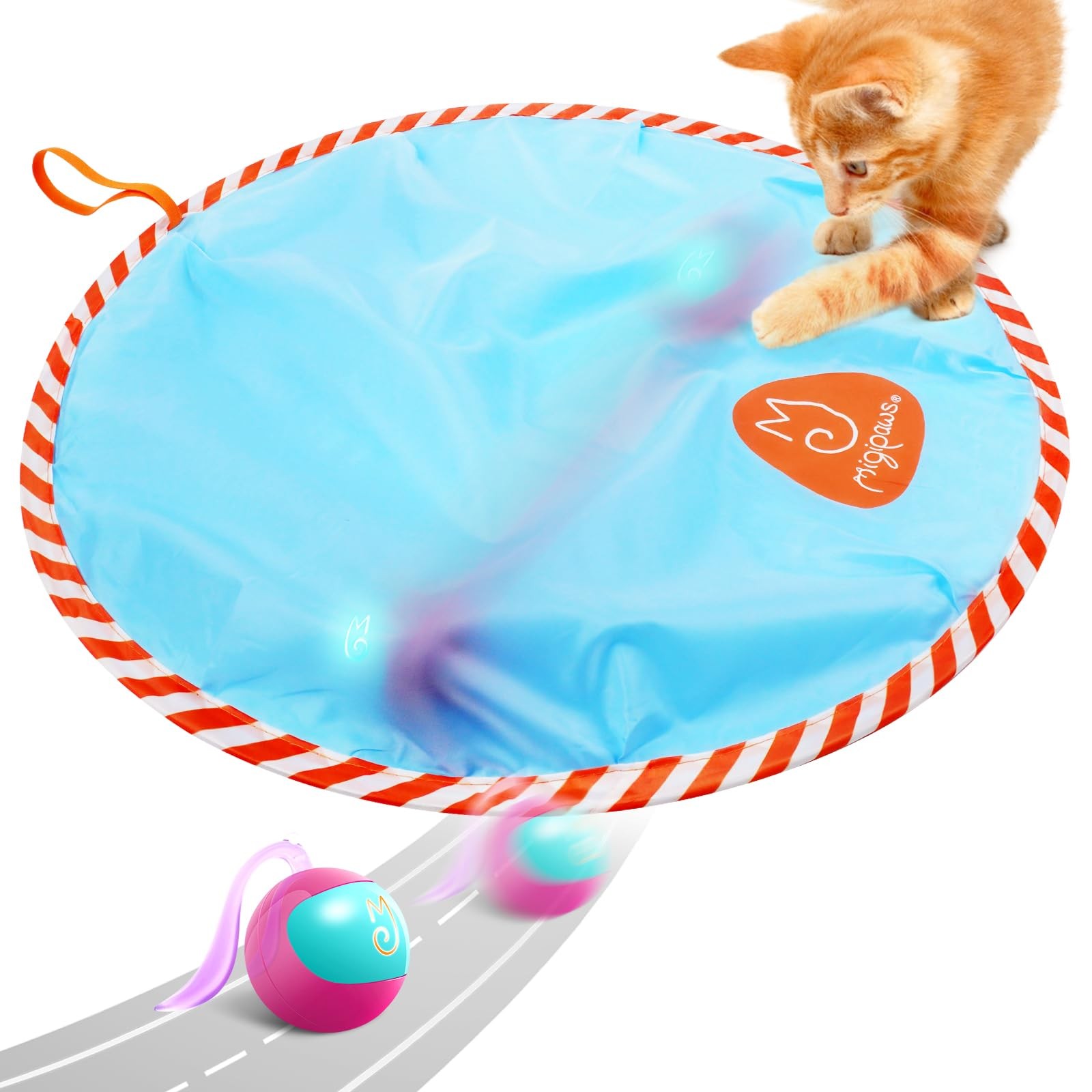 Migipaws Interactive Cat Toy Set: Glowing Ball, Fun Tracker, Mouse, MystiChaser
