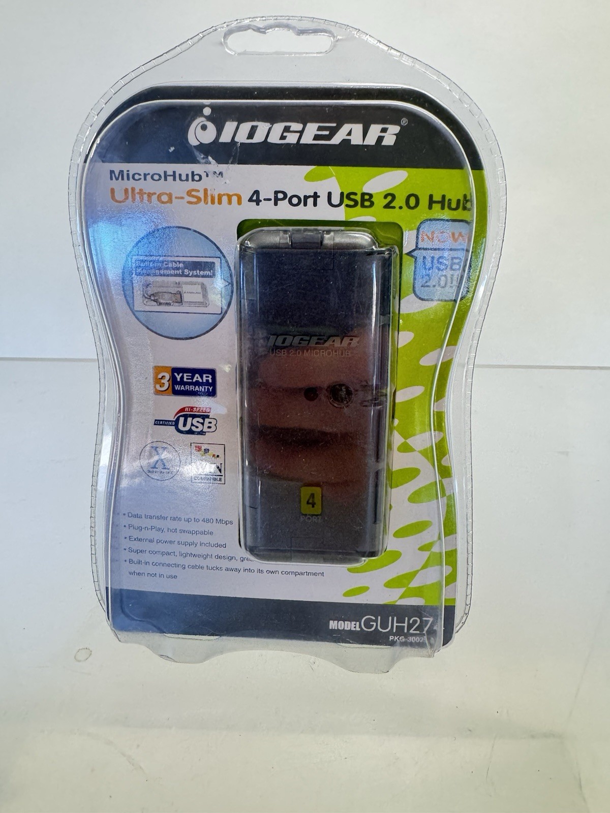 IOGEAR MicroHub USB Hub GUH274 Ultra Slim Port Hub for MAC + PC - 4 USB 2.0 Hubs