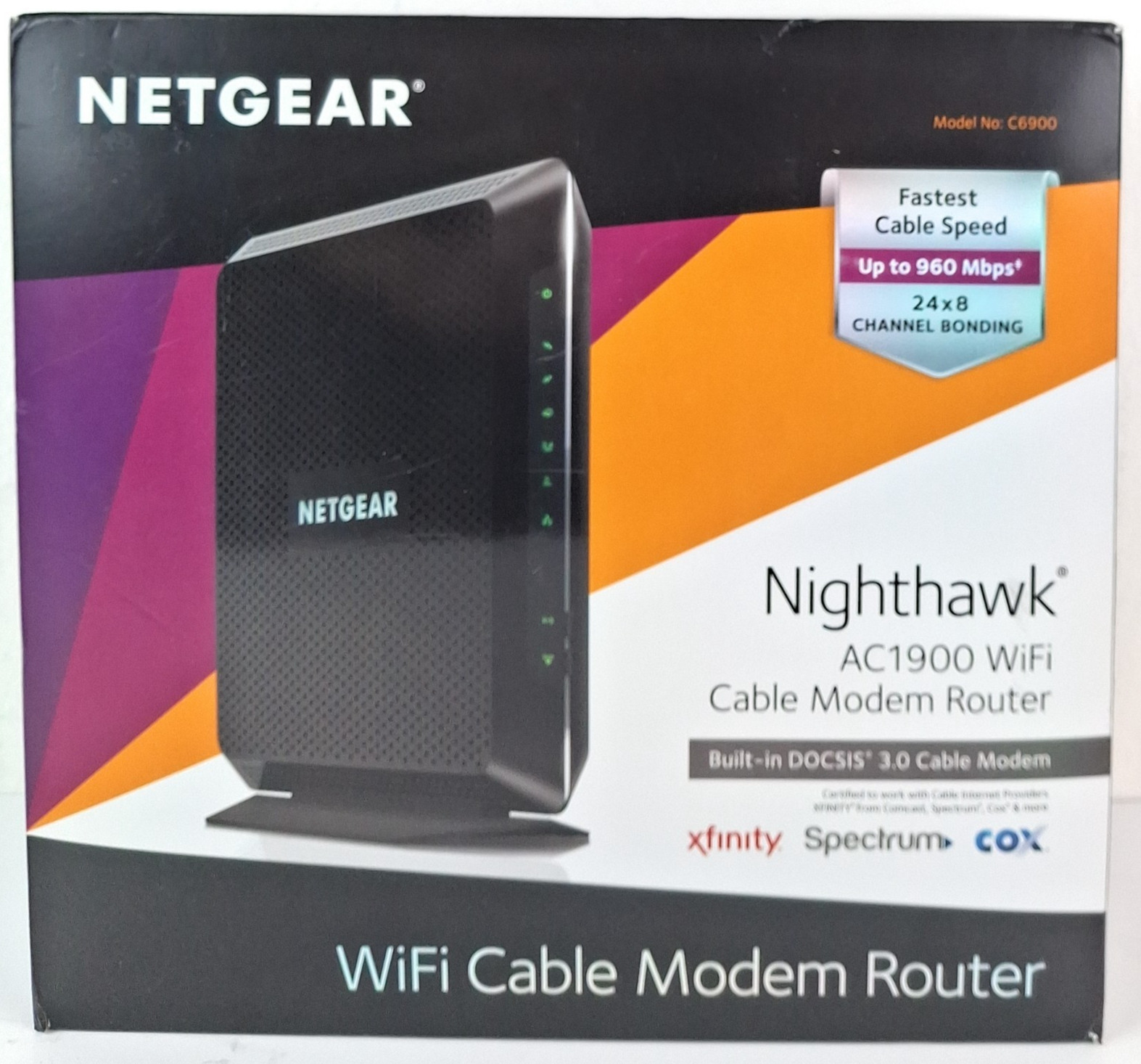 Netgear Nighthawk AC1900 Dual Band Cable Modem Router C6900-100NAS 960 Mbps