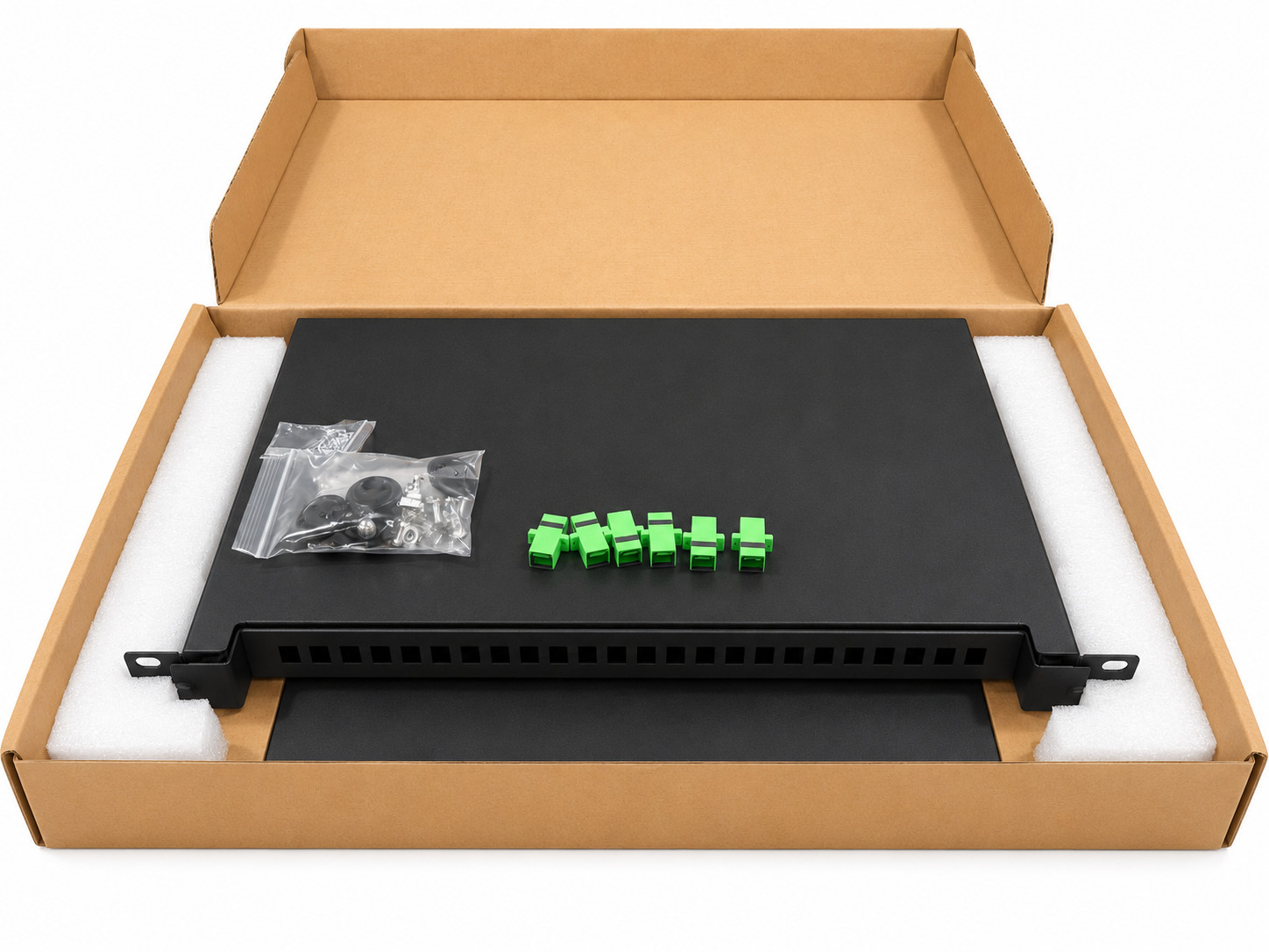 24 Port SC/APC Fiber Patch Panel 1U 19" Rack Mount Single Mode 24 Adapters -948