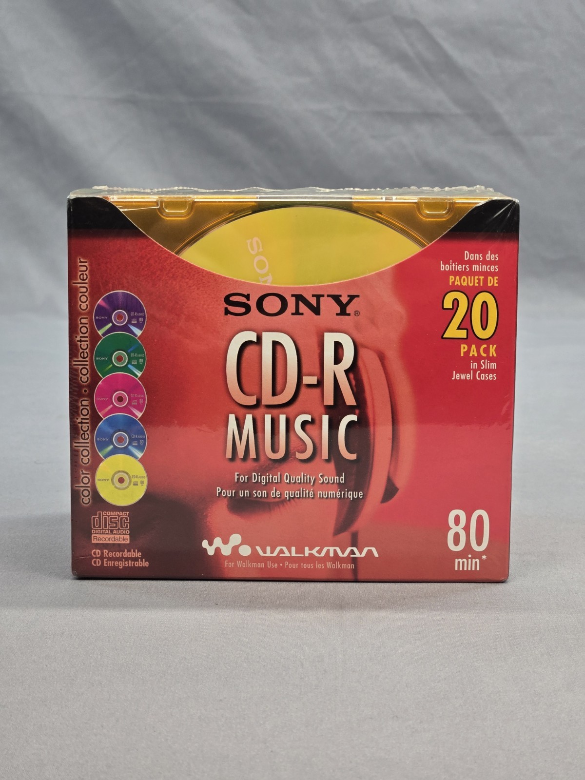 New Sony CD-R Music CDs 20 Pack Slim Multi Color Cases 80 Min 20CRM80LX2 Sealed