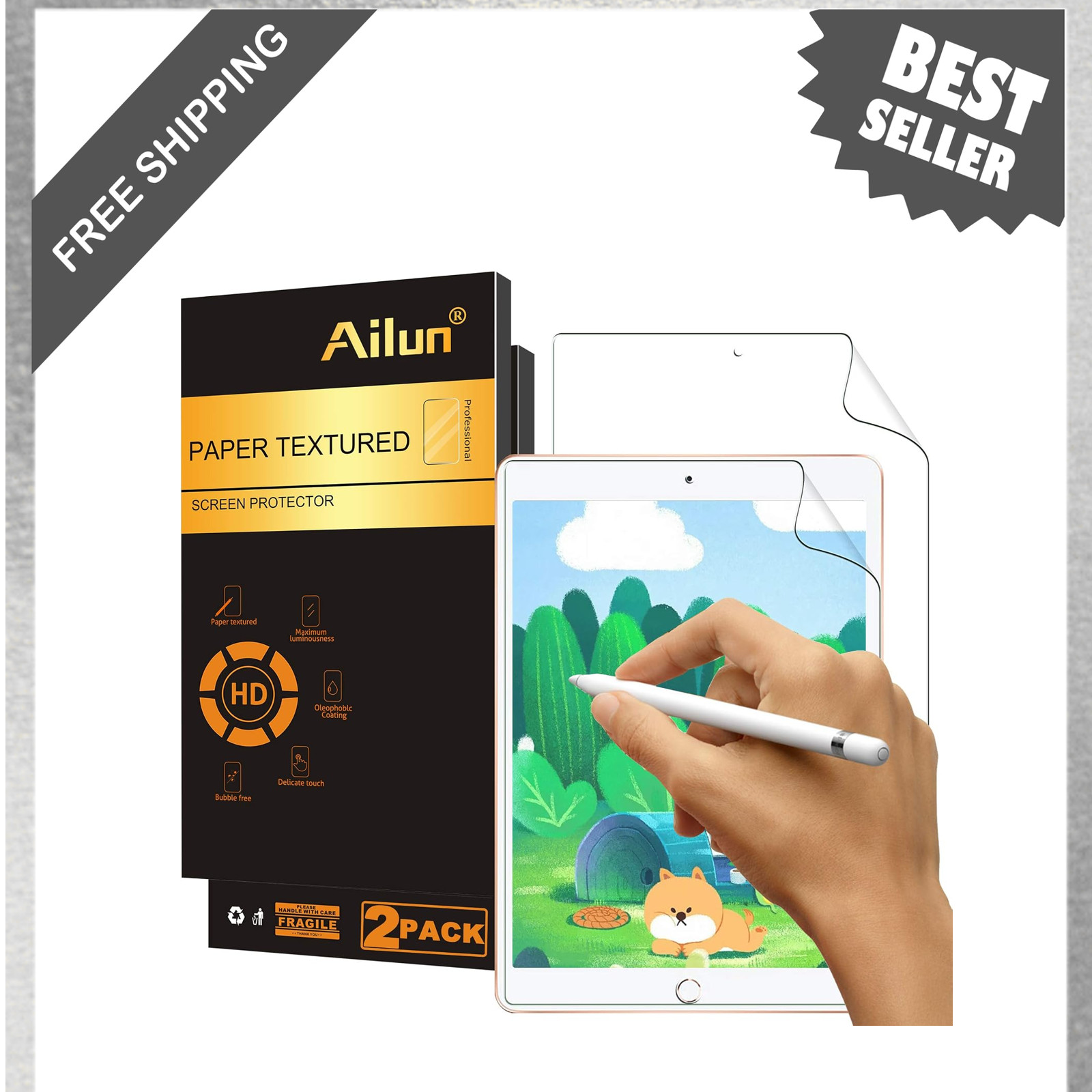 2 Pack Paper Textured Screen Protectors for iPad 9/8/7 10.2 Inch Matte Anti