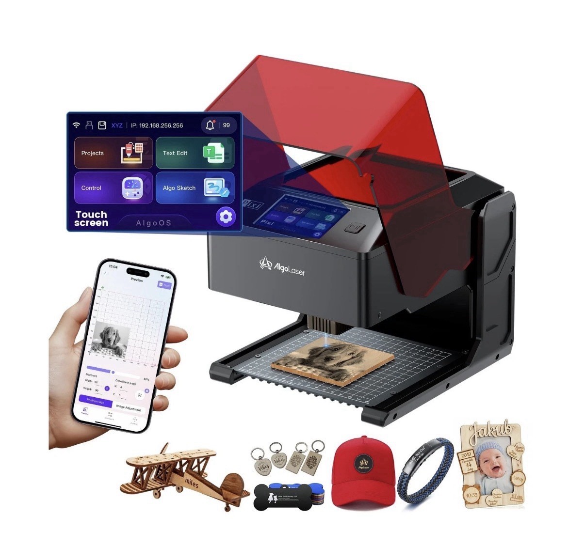 AlgoLaser 10W Portable Laser Engraver Machine: Smart Laser Engraver/Cutter wi...
