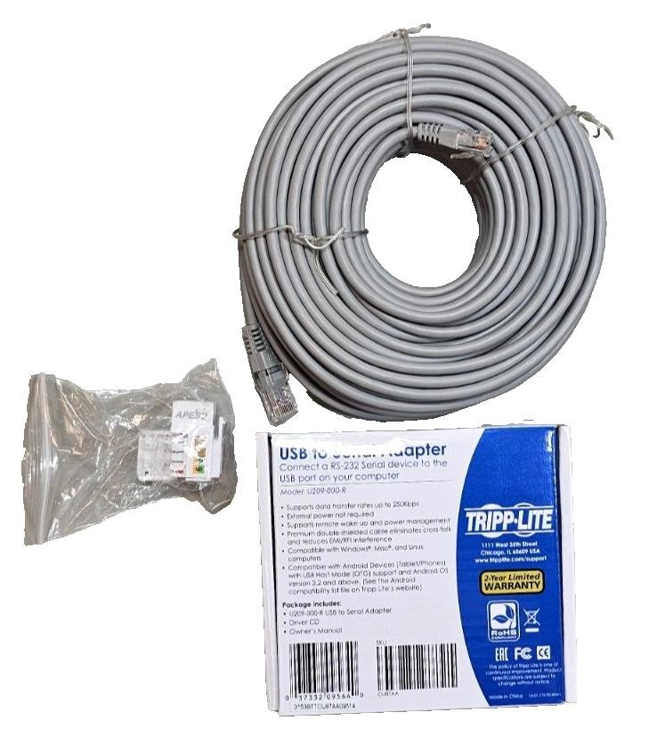 New Tripp Lite U209-000-R USB TO Serial Adapter Kit, 100ft Ethernet + Connector
