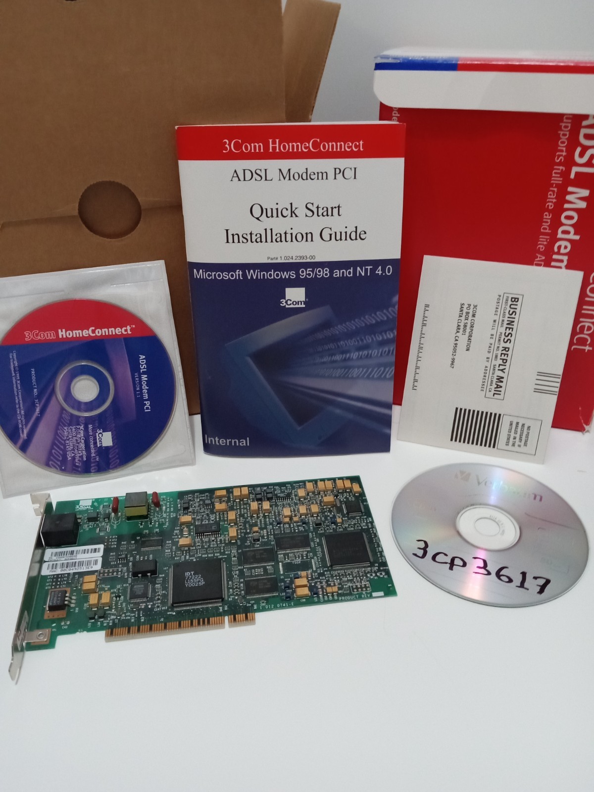 3Com HomeConnect ADSL Modem pci model 3CP3617 Please Read used/open box/storage