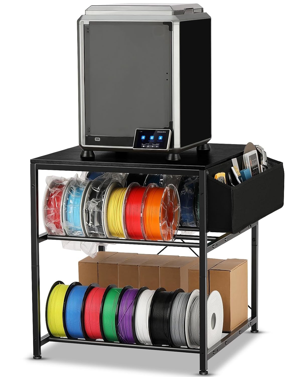 3D Printer Stand with Filament Storage 3-Tier 23.7 * 23.7 * 24.5in | Sturdy 3D