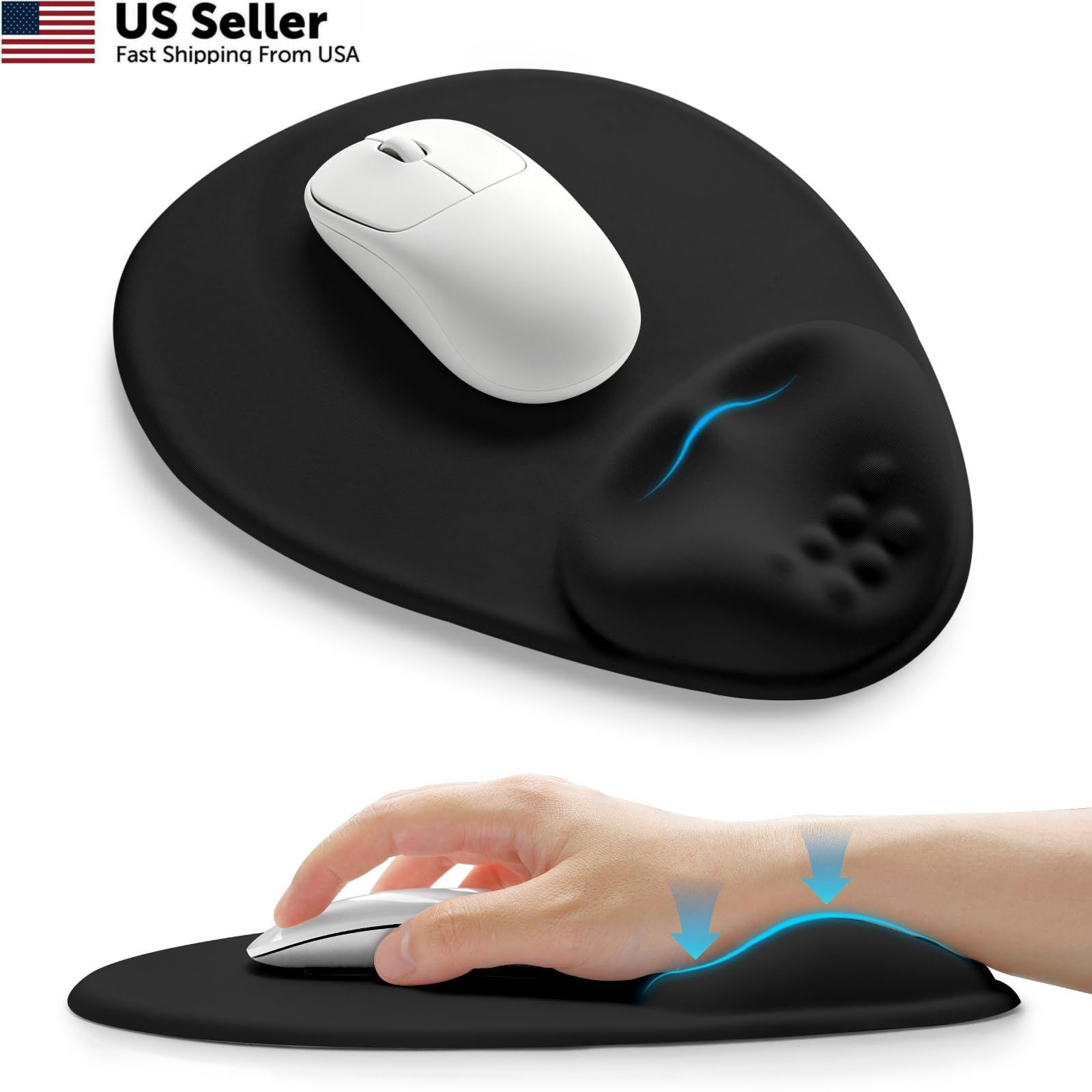 Basibutok Palm-Rest and Wrist-Hugging Mouse Pad classic, Dark Night Black