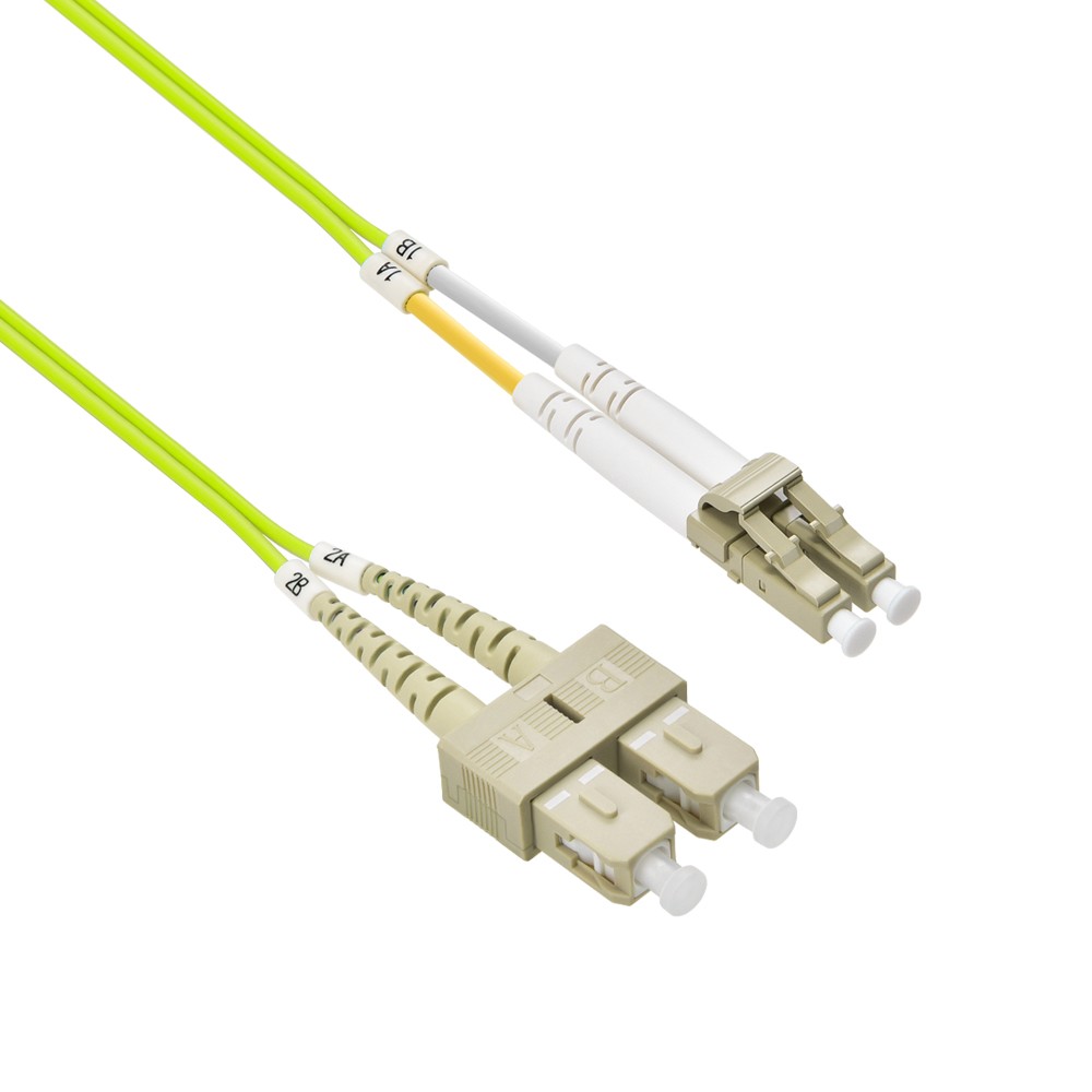 10 Pack of 5m LC/UPC-SC/UPC OM5 Multimode Duplex OFNR 2.0mm Green Fiber Optic Pa