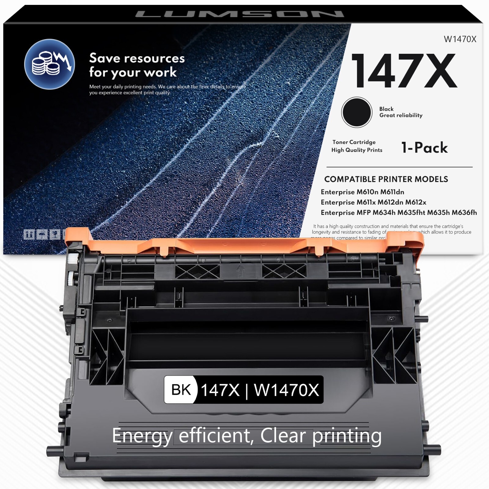 W1470X 147X Black High Yield Toner Cartridge Compatible for HP M611dn M612dn