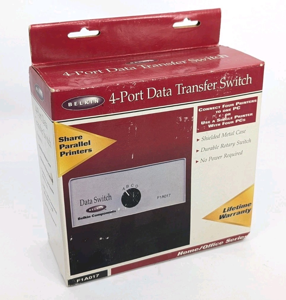 Belkin 4 Port Data Transfer Switch (F1B028E) External Switch Brand New