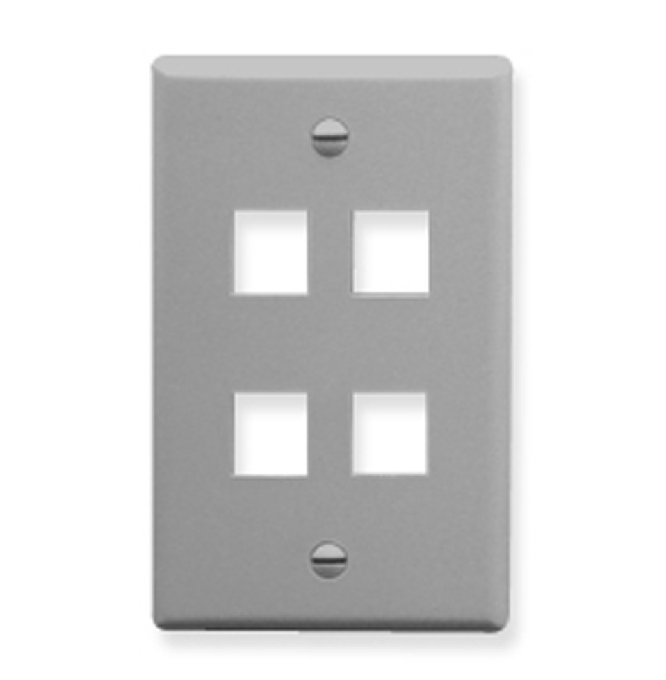FACEPLATE FLAT 1-GANG 4-PORT GRAY IC107F04GY UPC 633758004848
