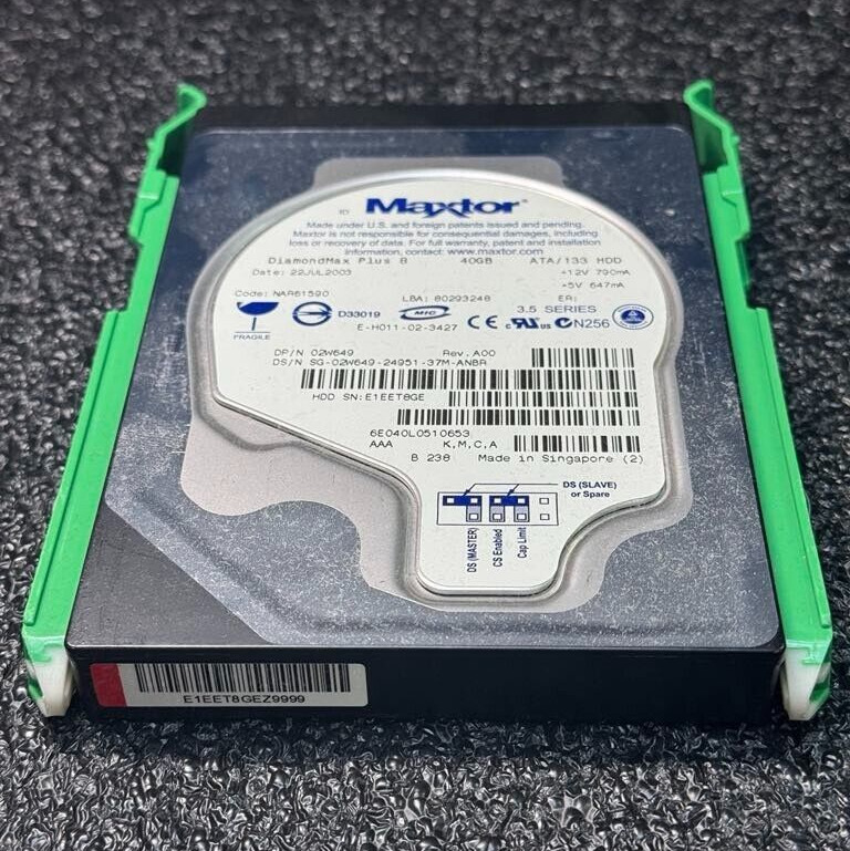 Dell 2W649 6E040L 40GB 7.2K RPM 2MB Cache ATA 133 HDD 3.5"
