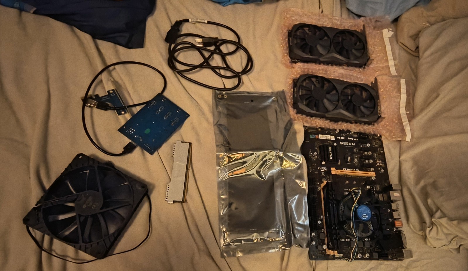NEW Biostar TB250-BTC AI COMPUTE Bundle + 2x Inno3D P102-100 5gb GPUs RAM Kit