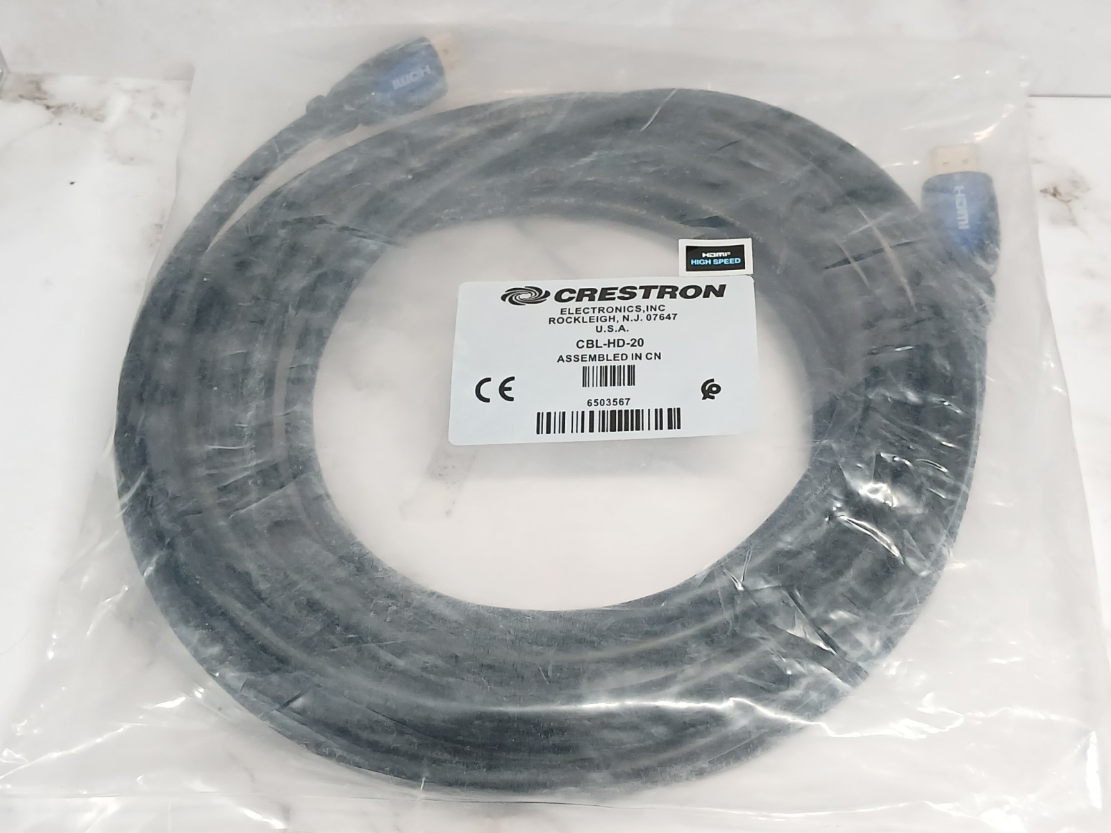 Crestron CBL-HD-20 20ft HDMI High Speed Cable New