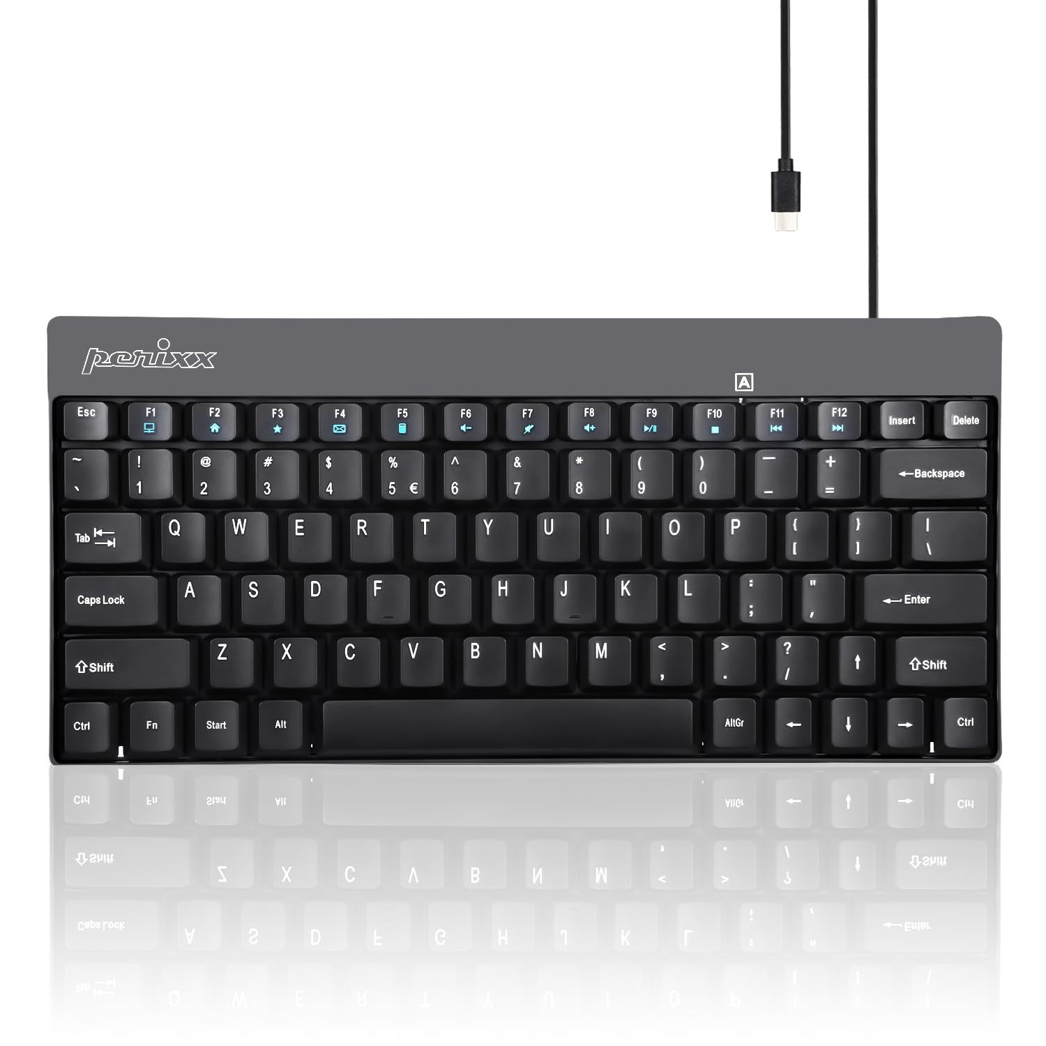 PERIBOARD-422 Wired USB-Mini Keyboard, USB Connector, Black, English Layout