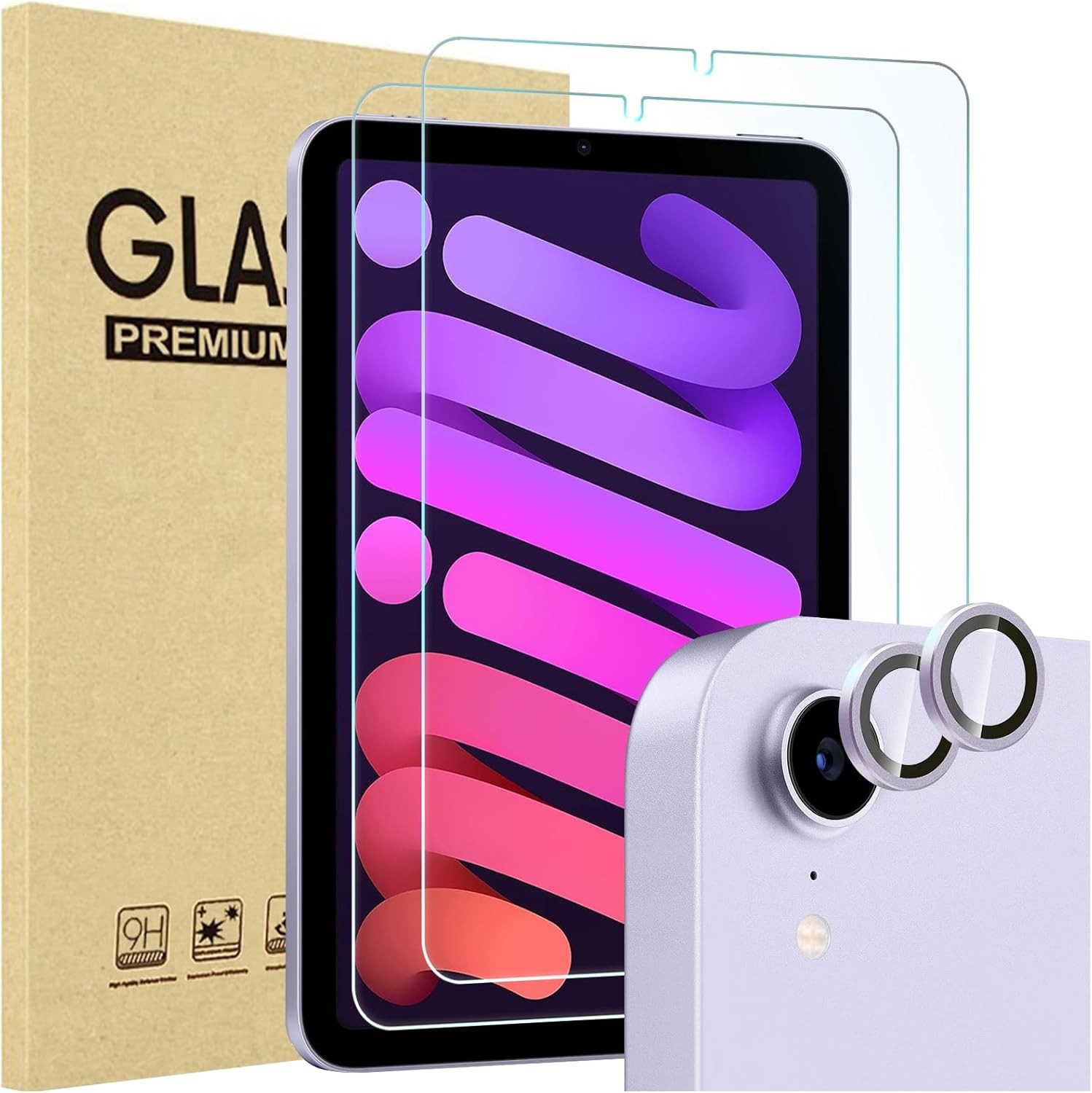 ProCase 2 Pack Screen Protector for iPad Mini 7th(A17 Pro) 2024/Mini Purple 