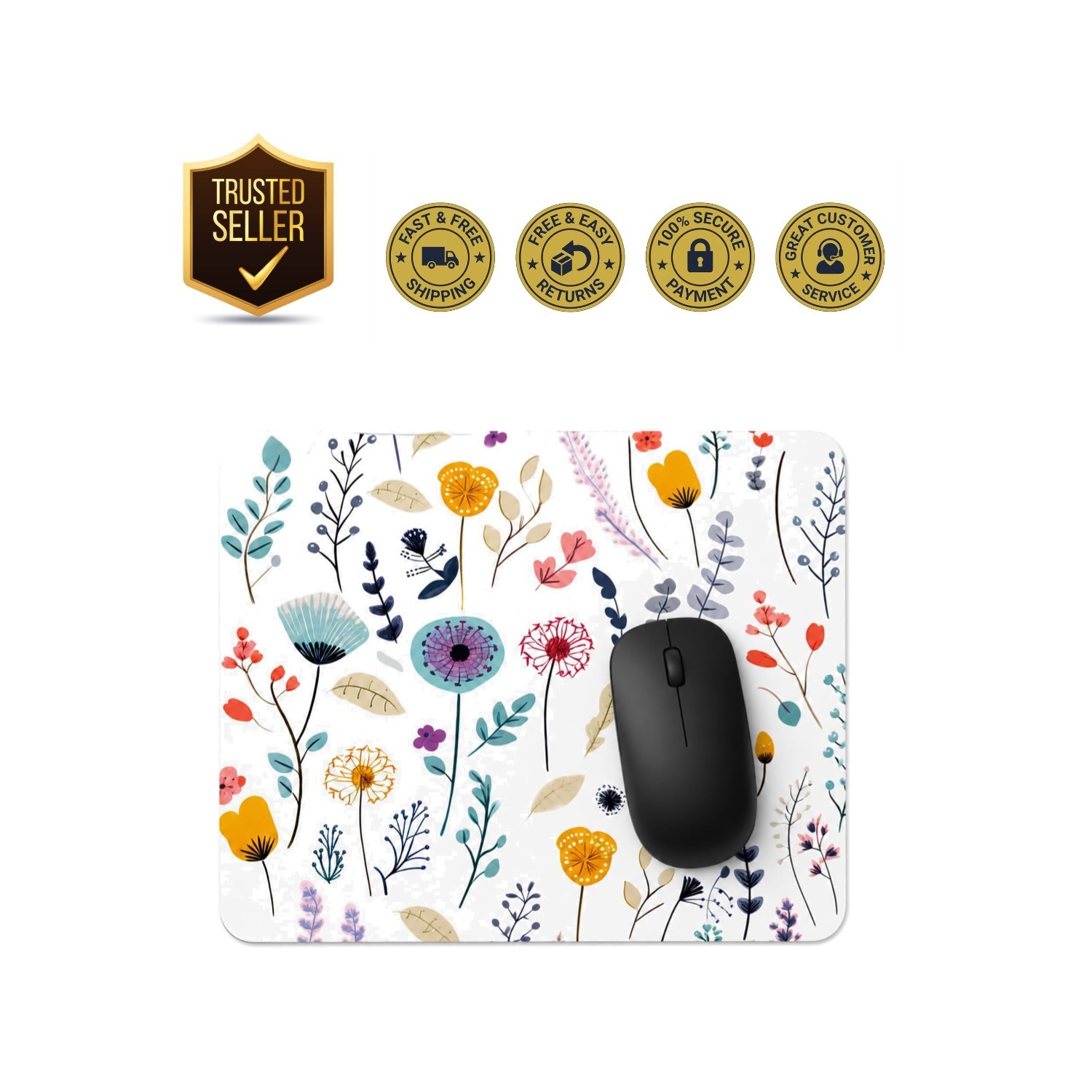 Versatile 7.87x9.45 Floral Mouse Pad - Washable & Anti-Slip for Daily Use