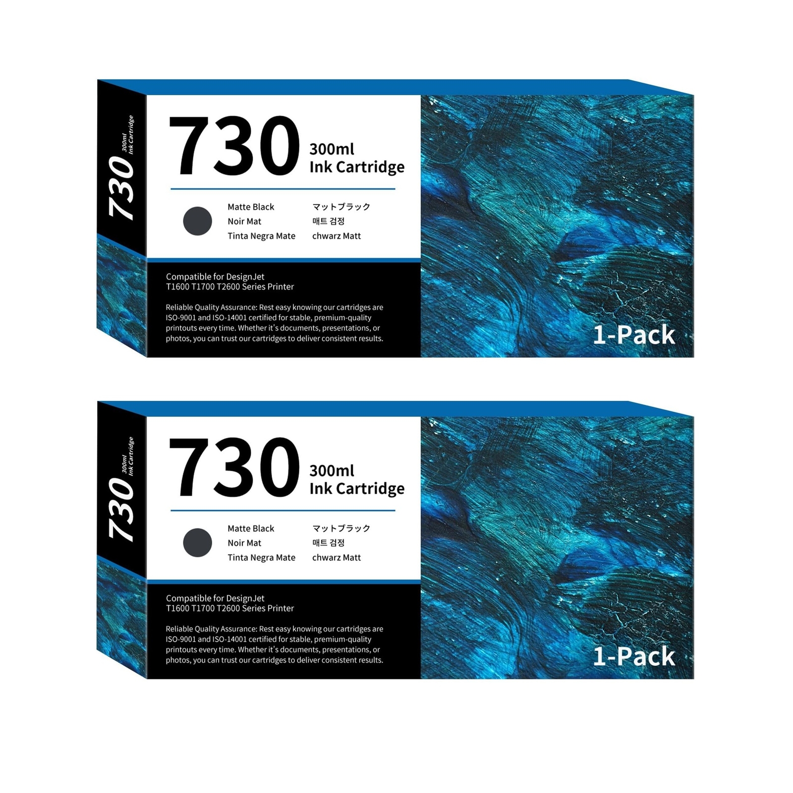 730 Ink Cartridges 2-Pack 300ml Matte Black P2V71A Replacement for HP 730 Ink...