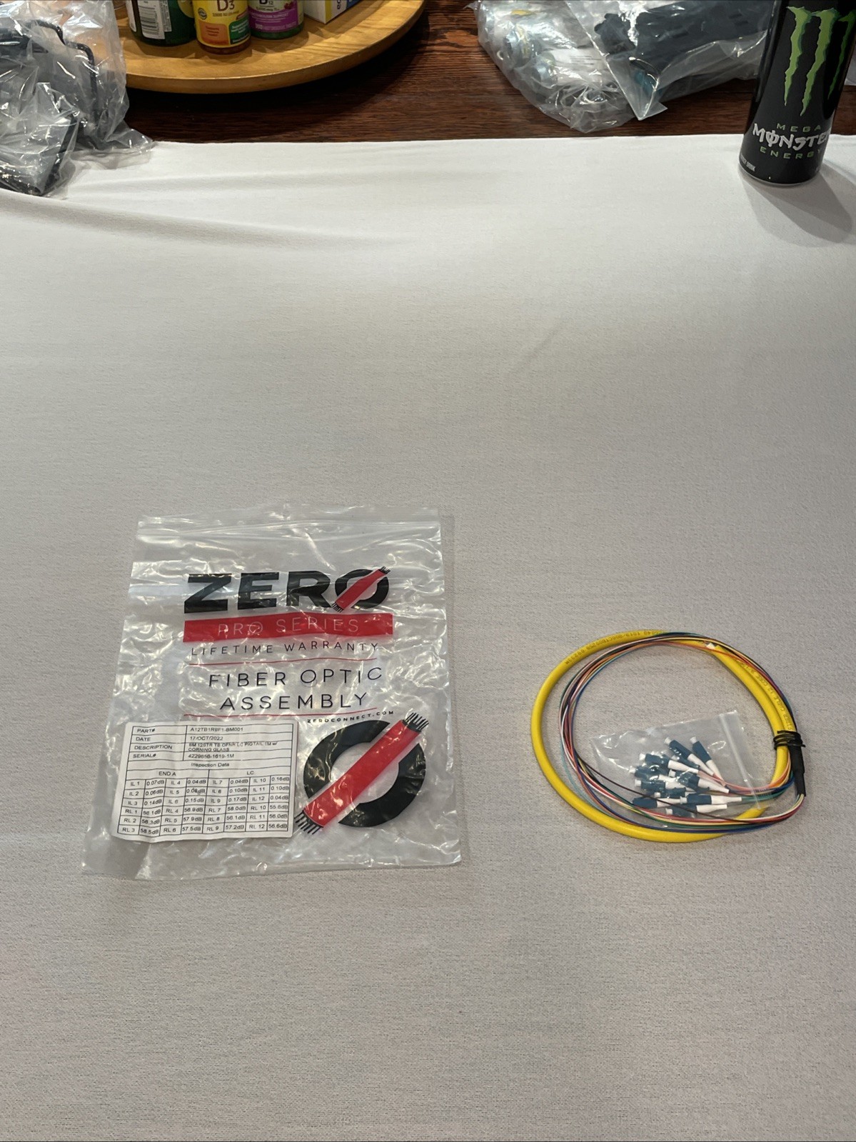 Corning 12 Strand Single Mode 9/125 Fiber Optic Pigtail 1m LC Connectors Splice