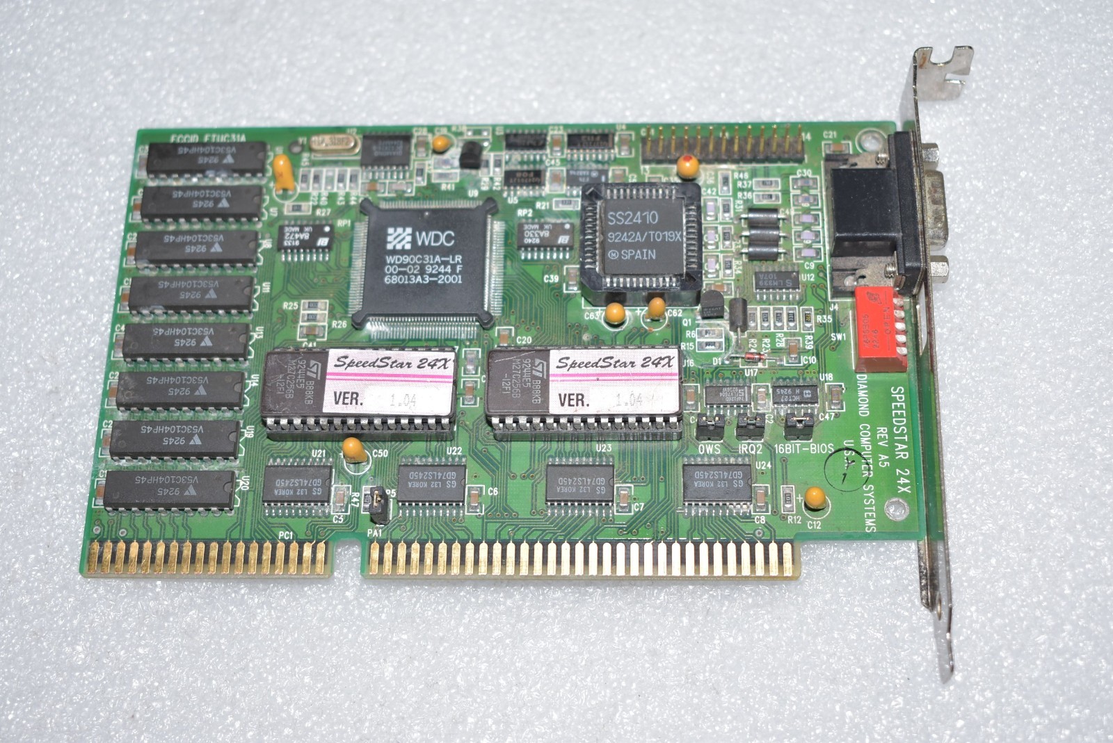 DIAMOND SPEEDSTAR 24x WD90C31A-LR ISA 1MB VGA VIDEO GRAPHICS CARD ADAPTER