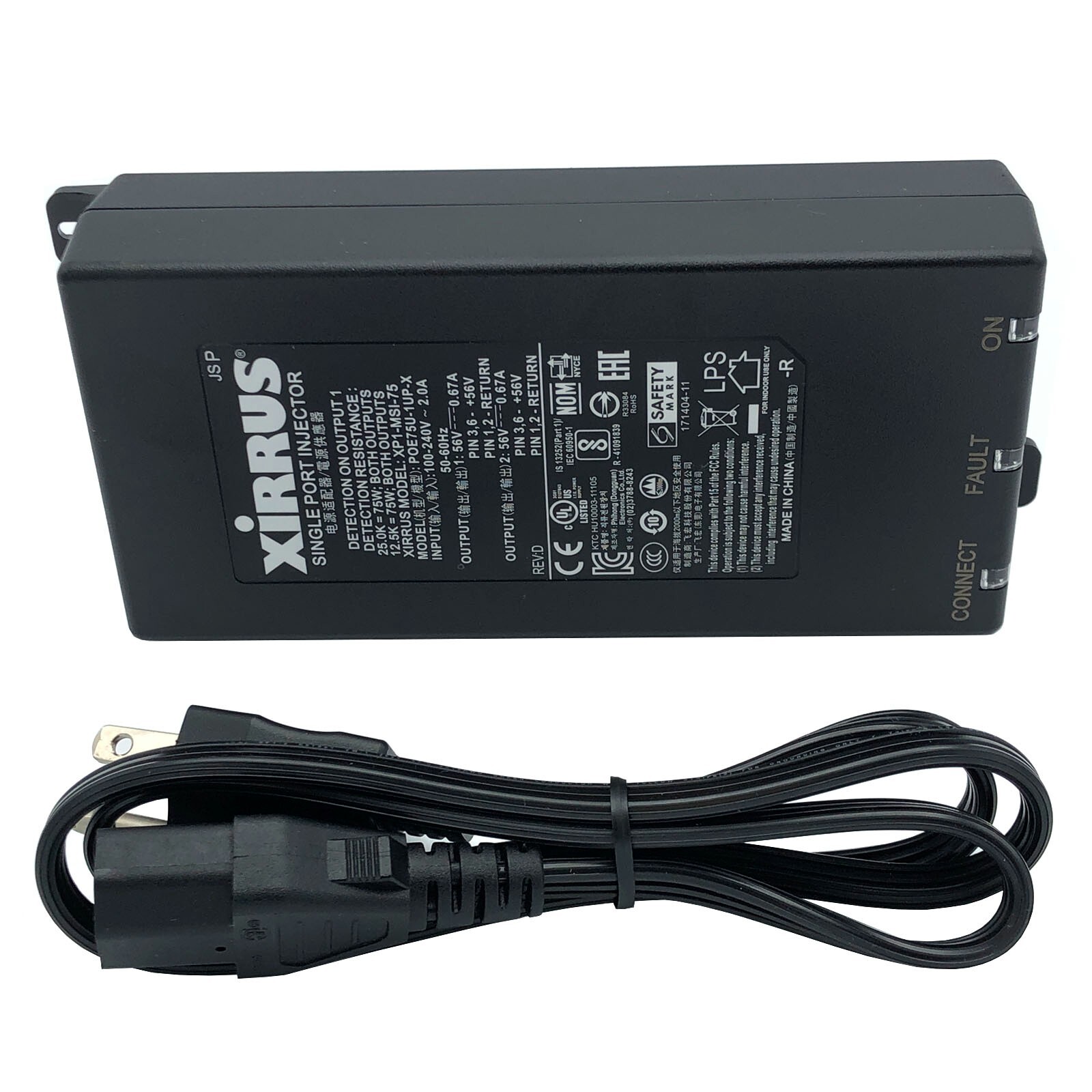 Authentic Xirrus POE75U-1UP-X XP1-MSI-75 Single Port Injector PoE 56V 0.67A OEM