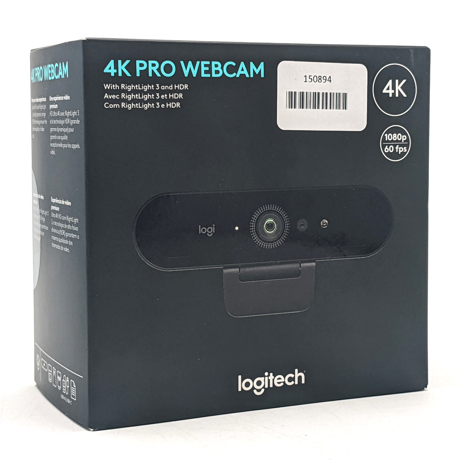 Logitech 4K Pro Webcam with Noise Cancelling Black - (960-001390)