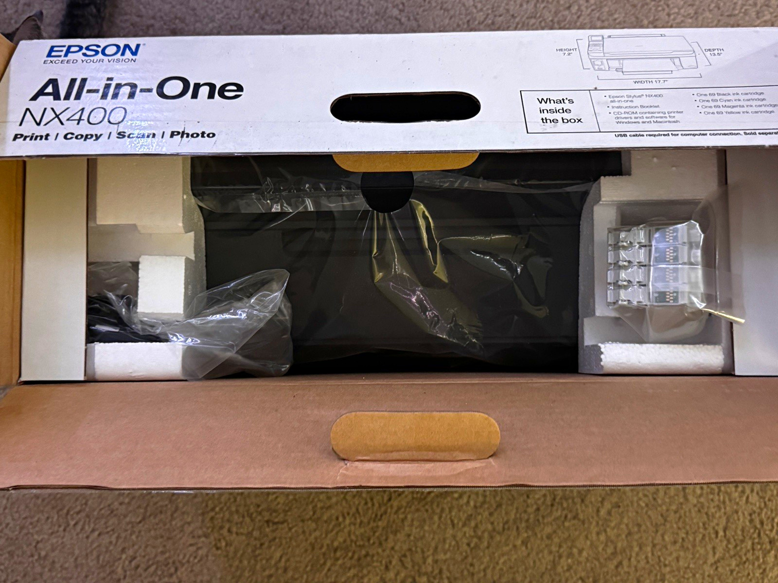 Epson Stylus NX400 All-in-One Color Inkjet Printer Copier Scanner USB 2.0