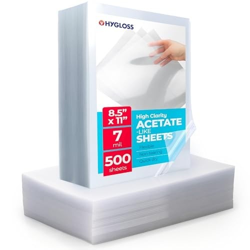 Acetate Paper Sheets 8.5 x 11 Inch Clear Transparency 500 Pack