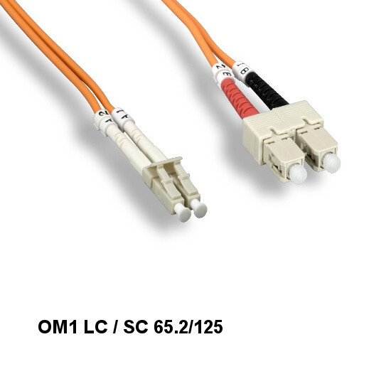 Kentek 6.56ft/2m OM1 LC to SC Multi-Mode Fiber Optic Cable 62.5/125 Duplex UPC