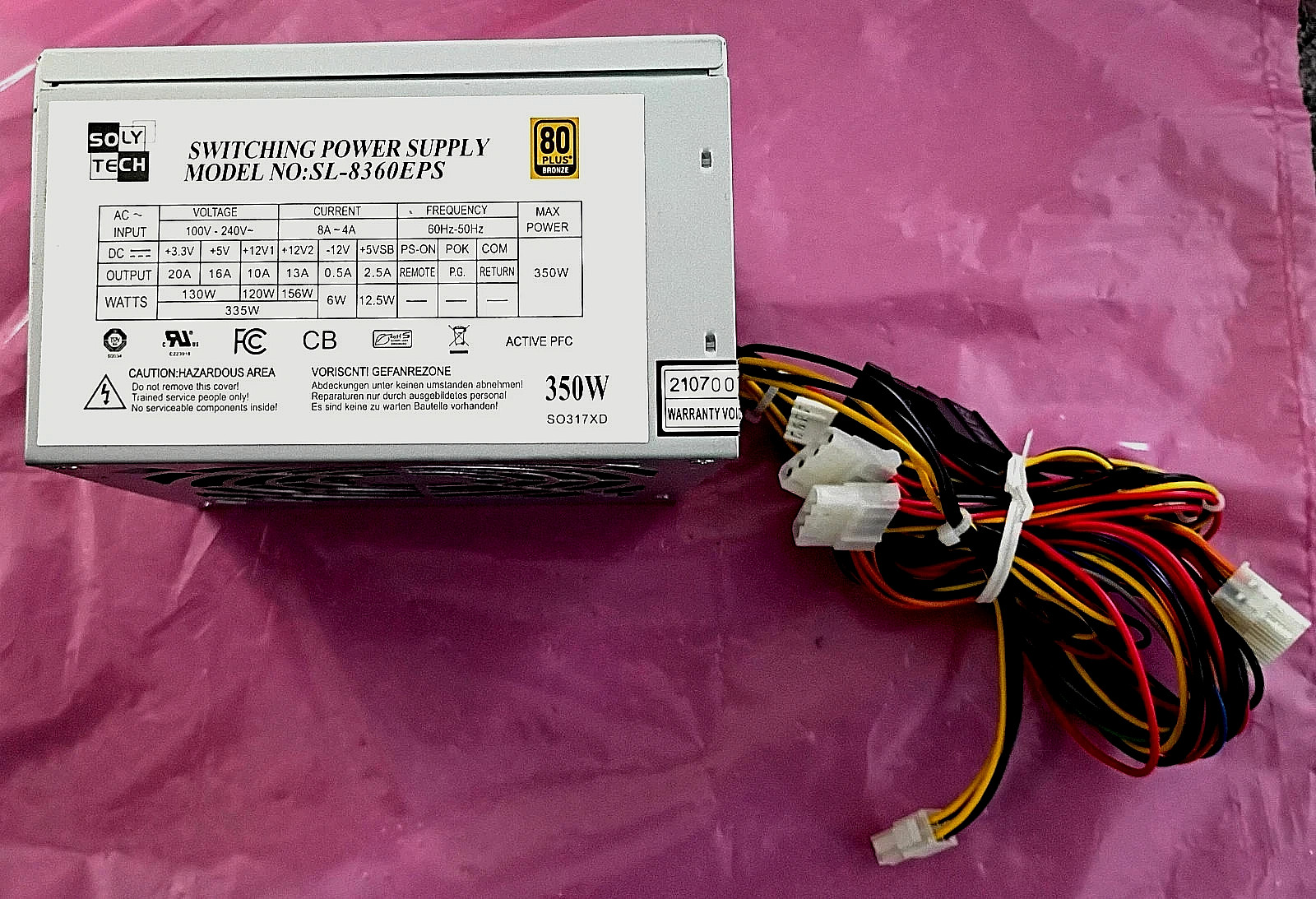 Soly Tech 350W Switching ATX Power Supply SL-8360EPS 80 Plus Bronze