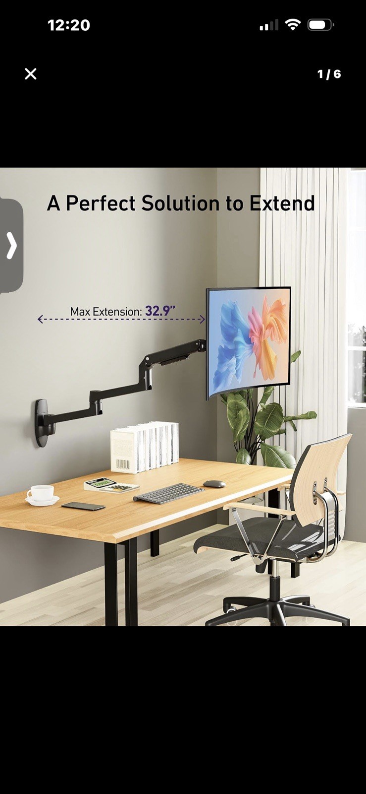 Ergounion Extension Arm Only for Ergounion Monitor Mounts, to Increase Arm Lengt