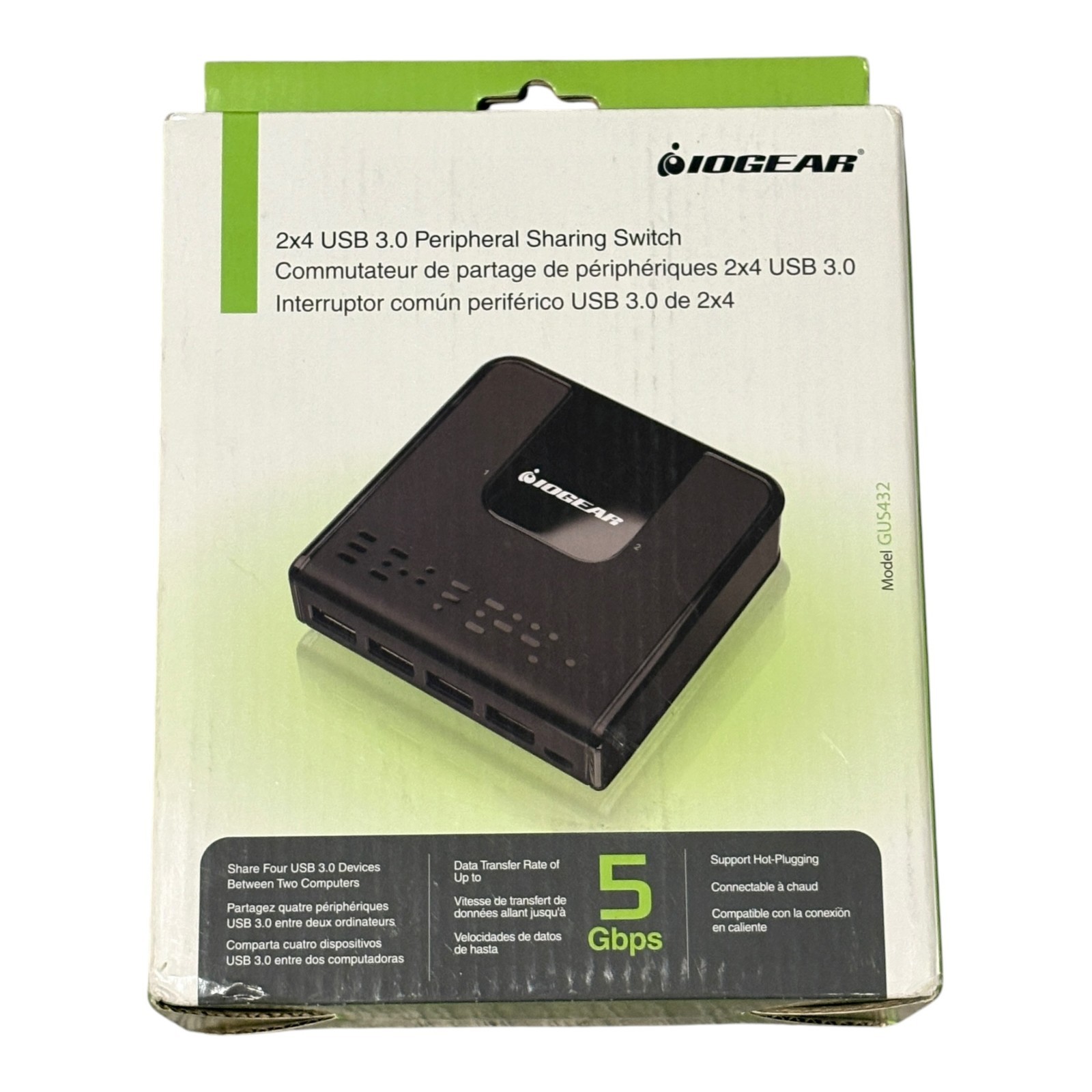 IOGEAR GUS432 2x4 USB 3.0 Peripheral Sharing Switch 2 Computers 4 Ports NEW