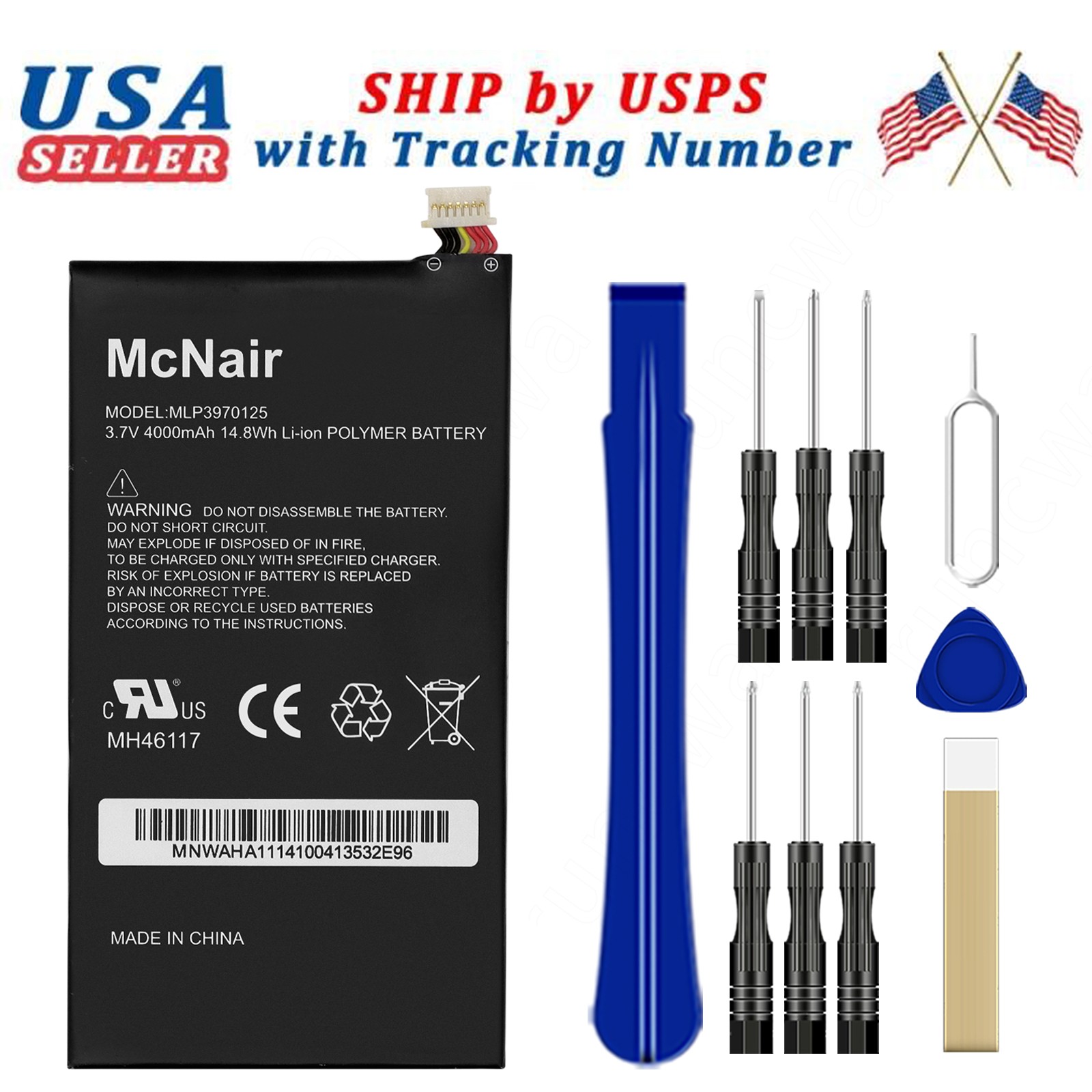 NEW OEM Battery+ TOOLS For McNair MLP3970125 Verizon Ellipsis 7 QMV7A QMV7B
