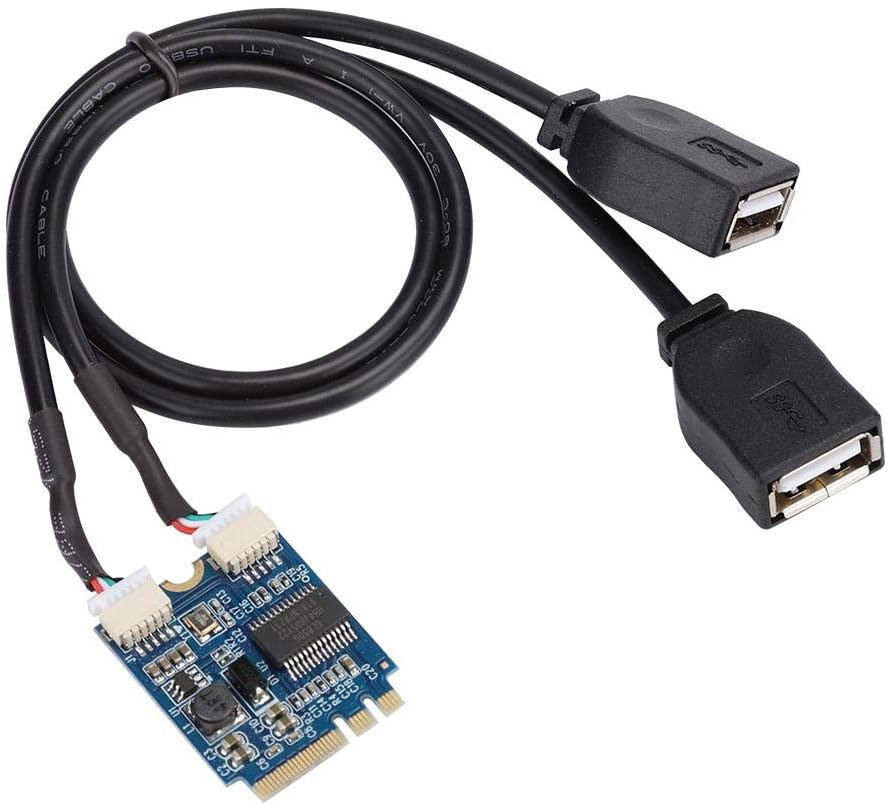 M.2 NGFF to USB Riser Card, Key A-E to Double Port USB2.0 Interface Expansion Ca