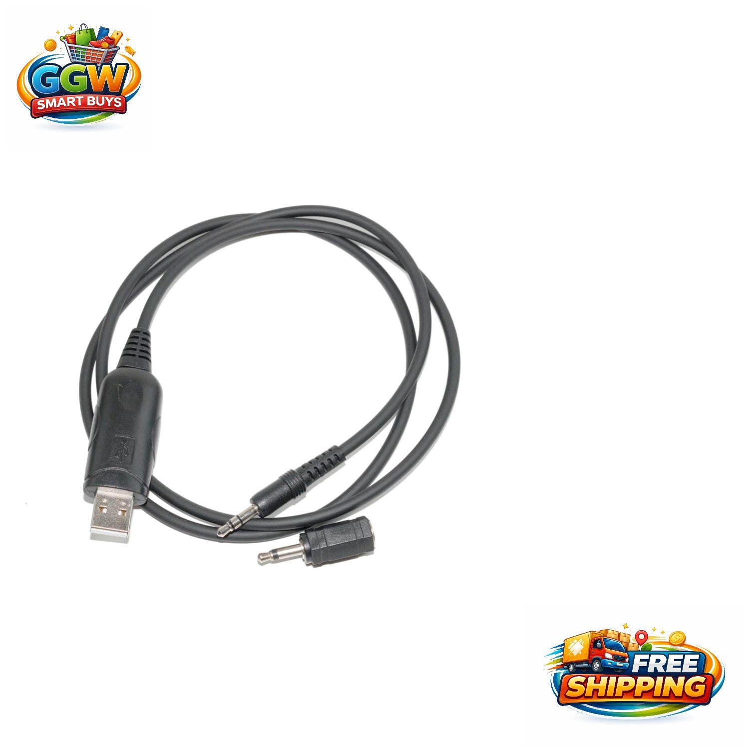 Versatile Male-to-Male USB Cable for Programming RadioShack GRE Scanners - Black
