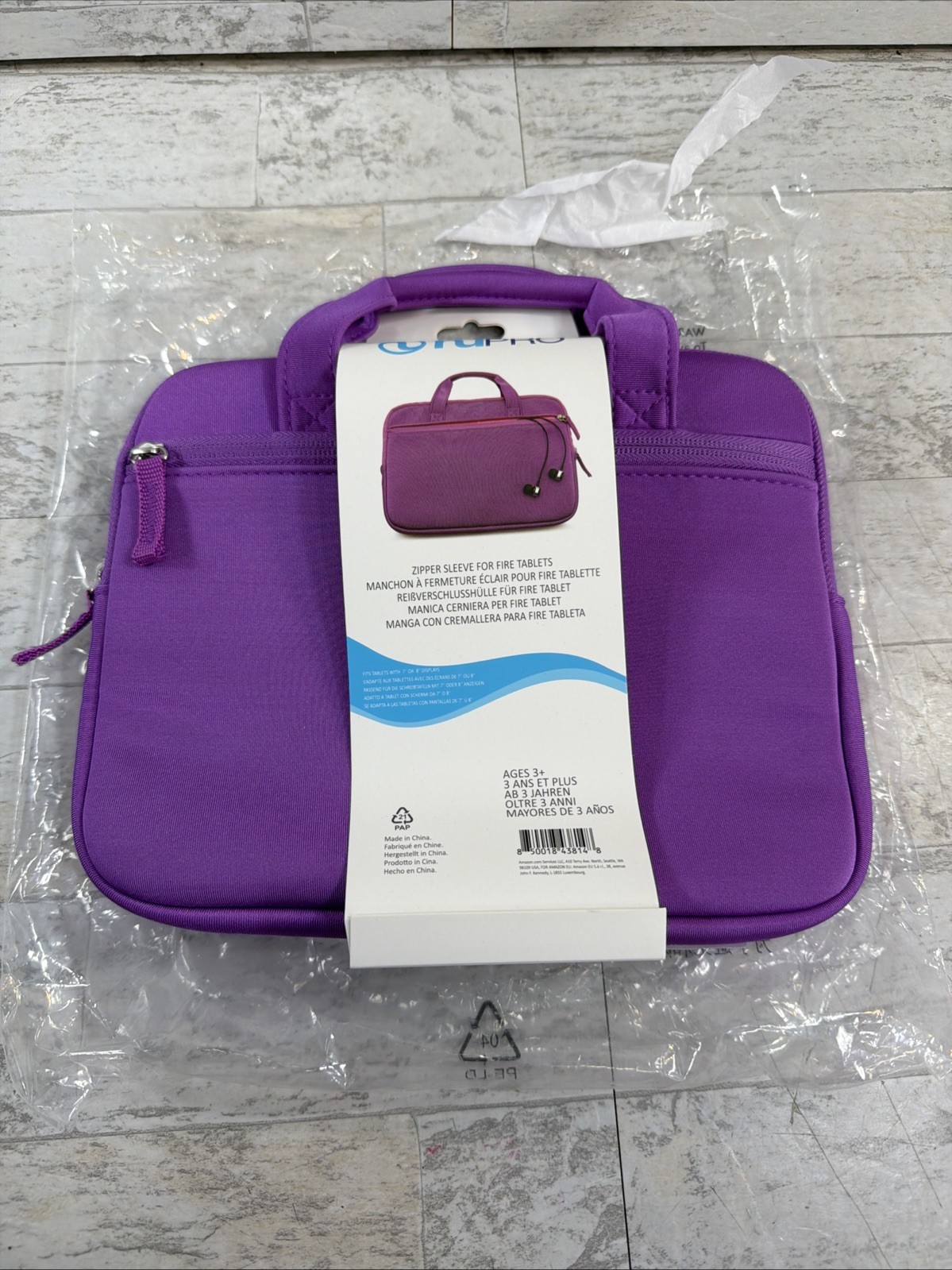 NuPro Zipper Sleeve for All Versions of 7" & 8" Fire Tablets - Purple Case Carry