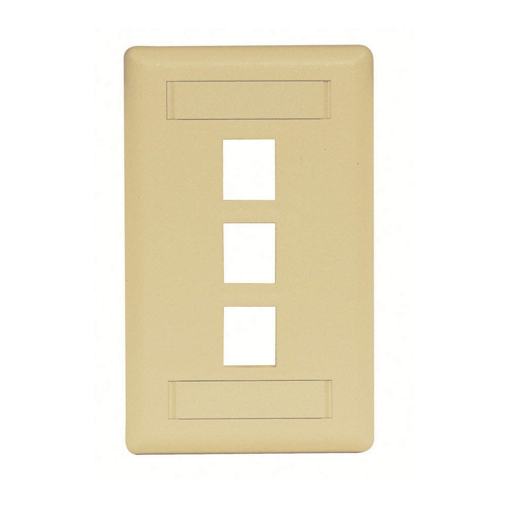 HUBBELL PREMISE WIRING IFP13EI Wall Plate,3 Port 6MH81