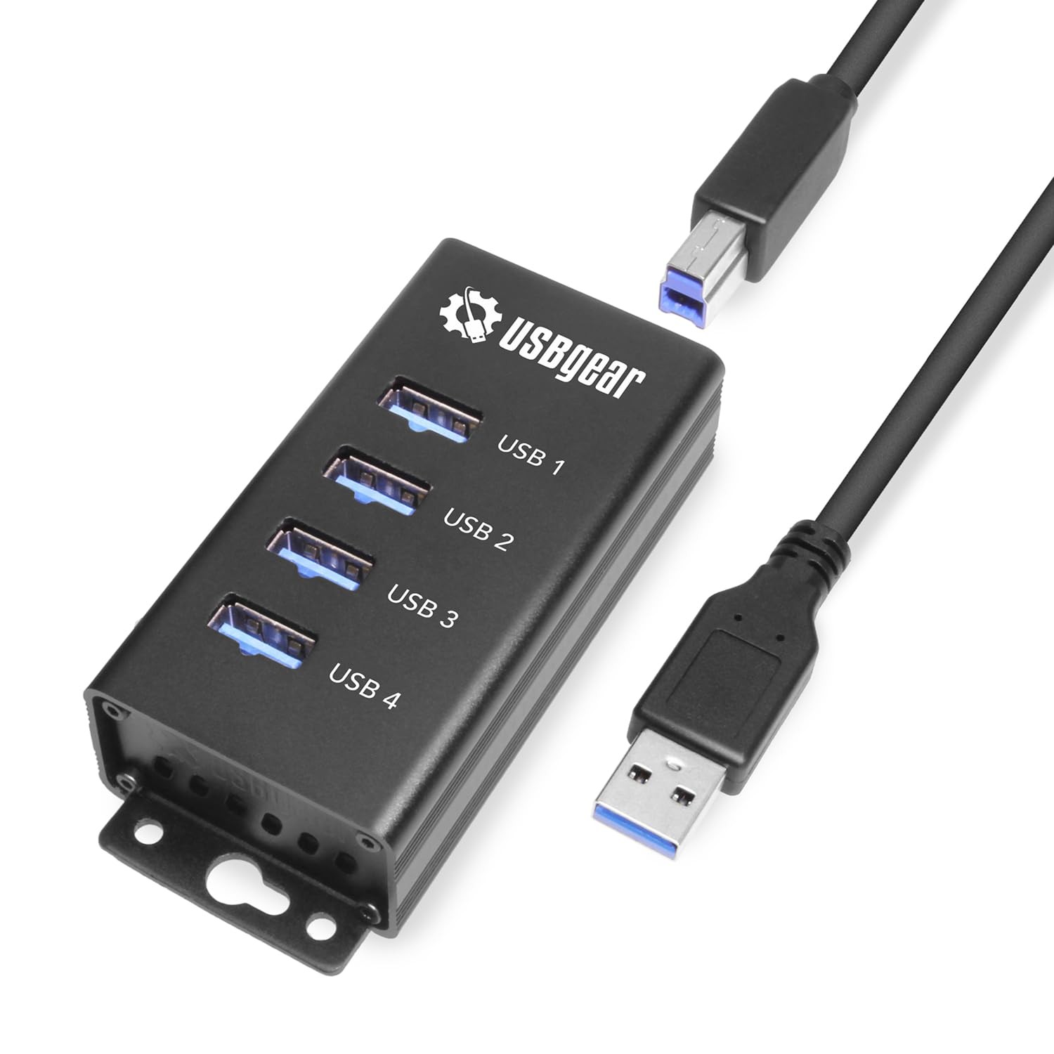 USBGear 4 Port USB Hub 3.2 Gen 1 – Mountable SuperSpeed Data Hub with USB Por...