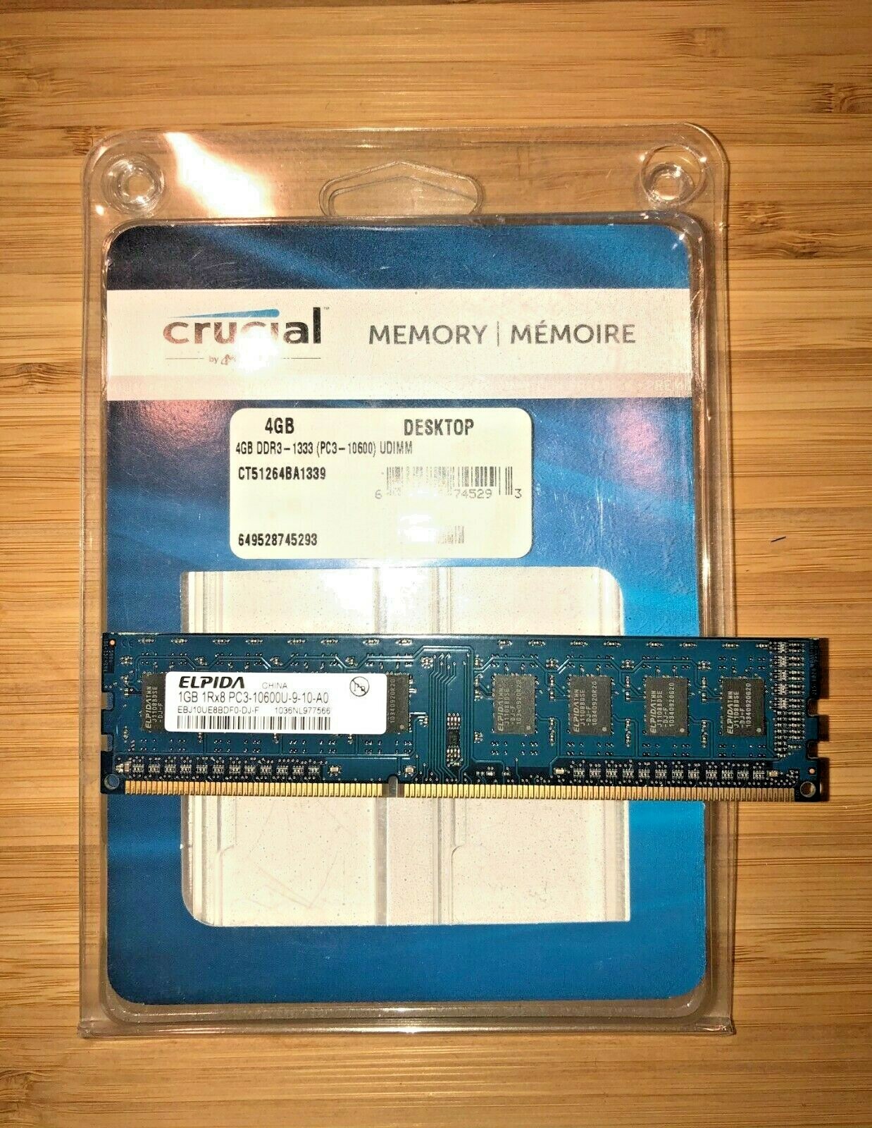 ELPIDA 1GB 1Rx8 PC3-10600U Computer Desktop Ram EBJ10UE8BDF0-DJ-F Working