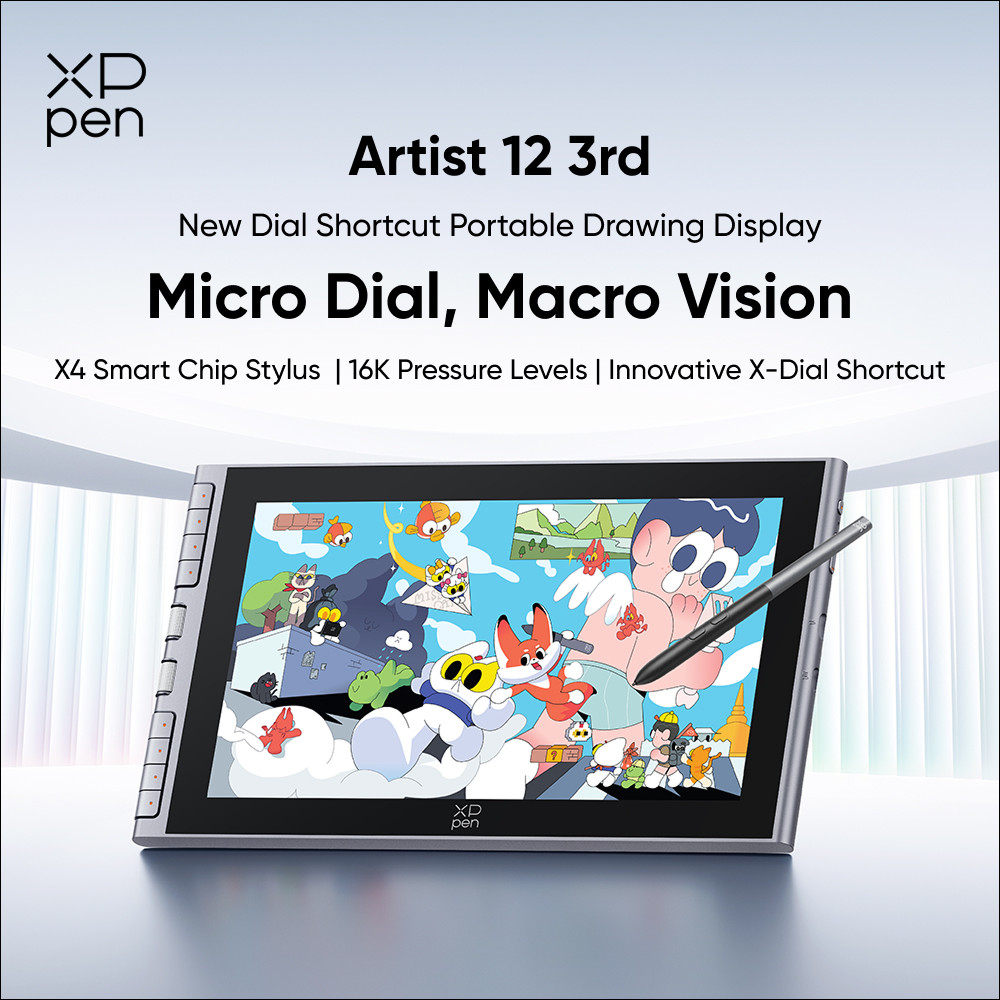 XP-Pen Artist 12 3rd Drawing Tablet 11.9" Screen X4 Stylus 2 Dial Wheels