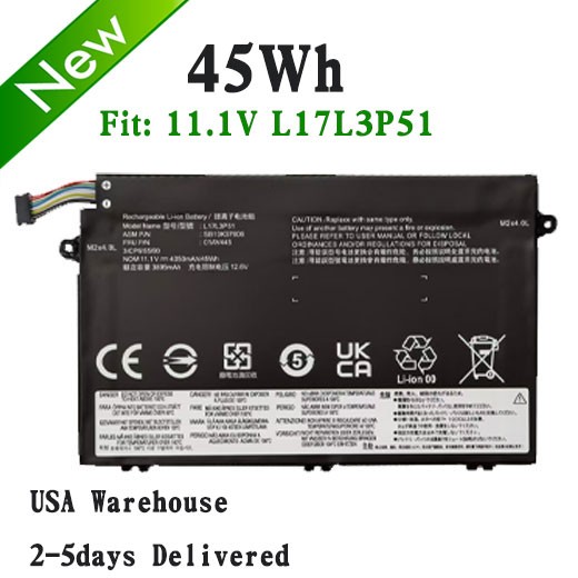 NEW L17L3P51 Battery For Lenovo ThinkPad E480 E490 E485 E495 E580 E585 E590 E595