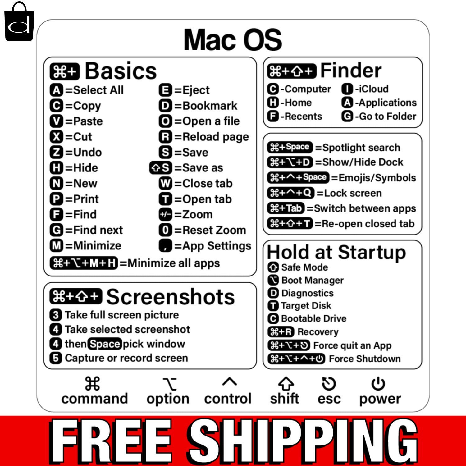 Scratch-Resistant Mac Shortcut Stickers - Perfect for 13-16 Inch MacBooks, 2pcs