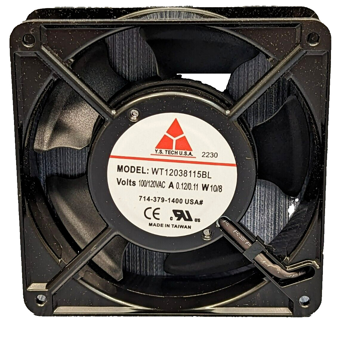 Y.S. Tech U.S.A. WT12038115BL AC Flat Axial Fan 115V, Ball Bearing