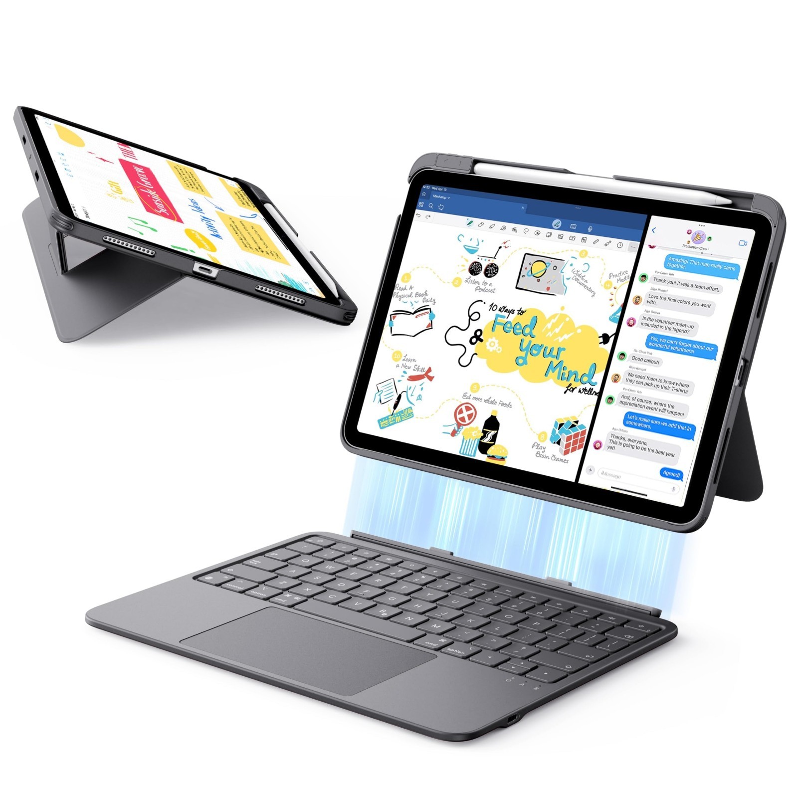 Ultra-Light iPad 11th/10th Gen Case with Keyboard, Slim & Durable Protection