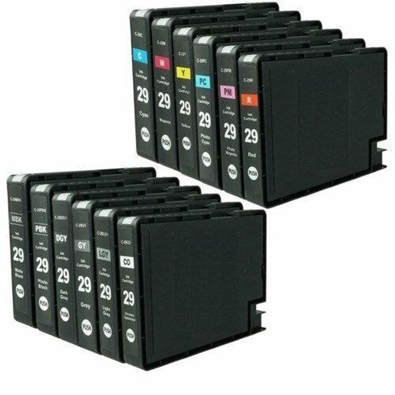 PGI-29 Pigment Ink Cartridges, 12-Color Set for Canon PIXMA PRO-1 Printer
