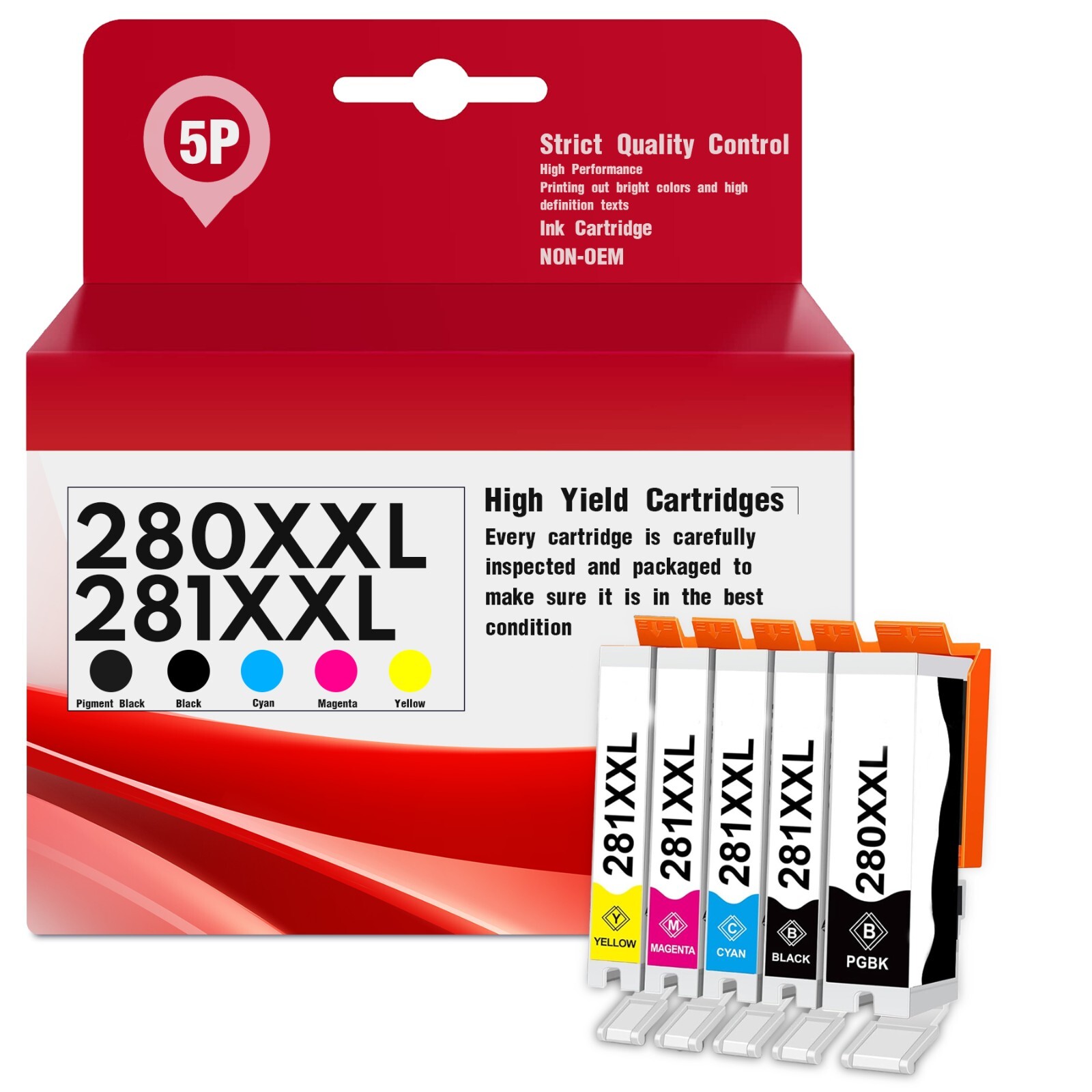 280XXL 281XXL Compatible Ink 5PK Fits TS8120 TS8220 TS8320 TS9120 TS9520 TR8620A