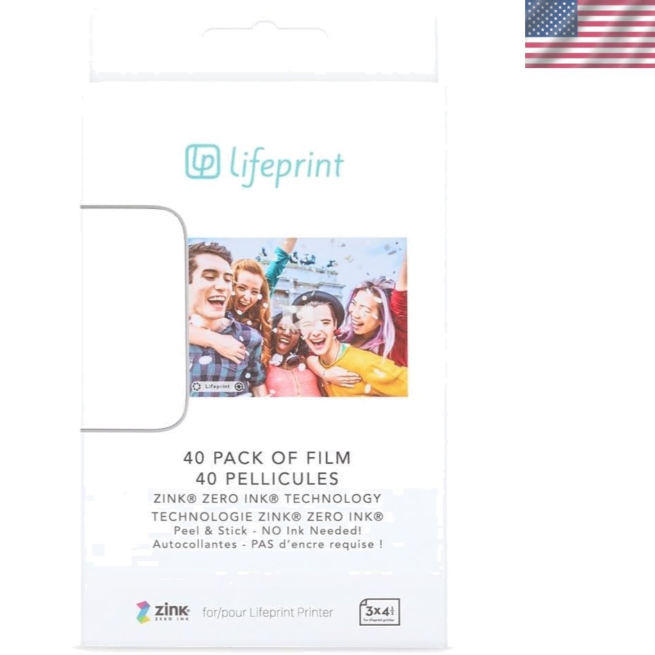 40 Pack Zero Ink Augmented Reality Film - 3x4.5 Sticky Backed for Photos